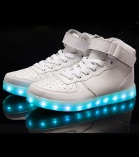 Светящиеся LED кроссовки белые с высоким подъемом