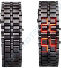 Диодные LED часы браслет Самурай черные/красные