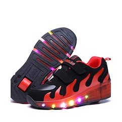 Красные светящиеся LED кроссовки на колесах