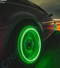 Комплект из 4 зеленых LED подсветок для колес автомобиля