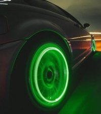Комплект из 4 зеленых LED подсветок для колес автомобиля