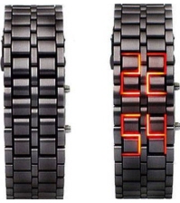 Диодные LED часы браслет Самурай черные/красные