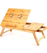 Бамбуковый столик для ноутбука и завтрака с вентилятором